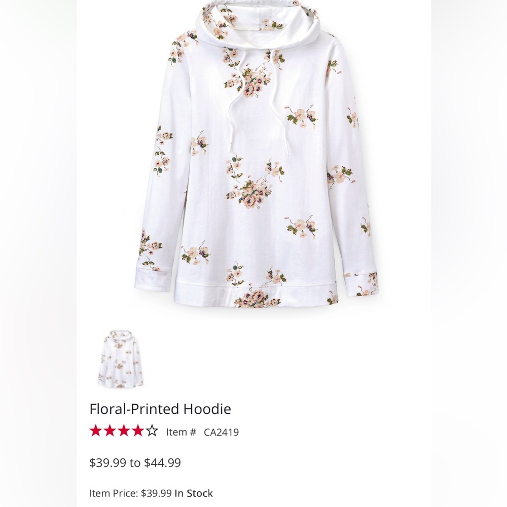 Floral White Women's Hoodie - Picture 3 of 3